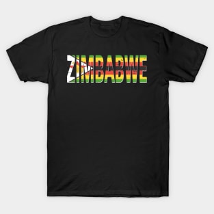 Zimbabwe Text in Colours of the Zimbabwean Flag T-Shirt